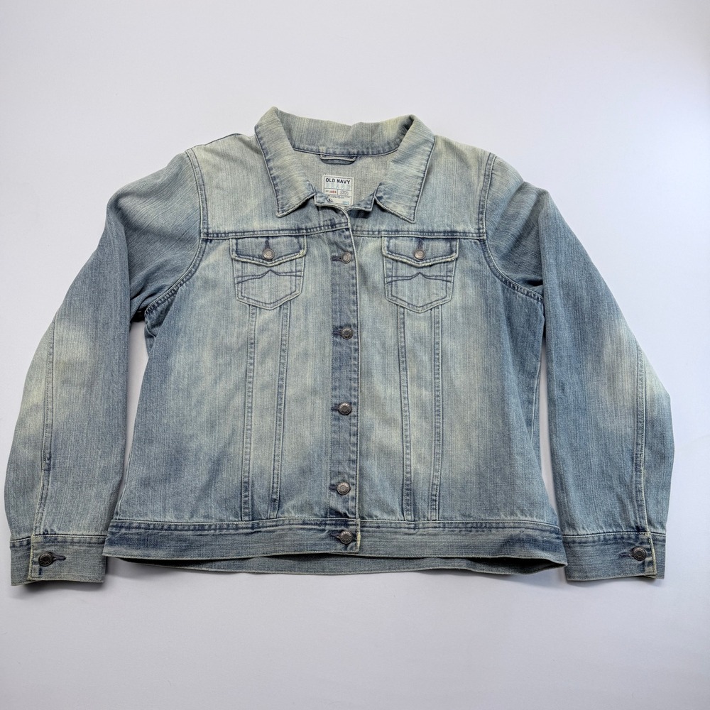 Old Navy Light Wash Denim Trucker Jacket XXL 100% Cotton Blue Button Outerwear